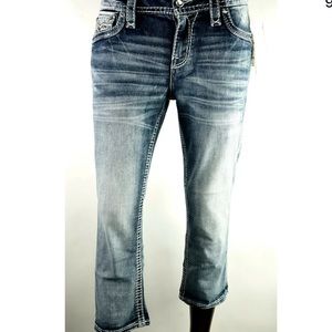 Rock Revival Easy Stretch Crop Capri Bling Jeans